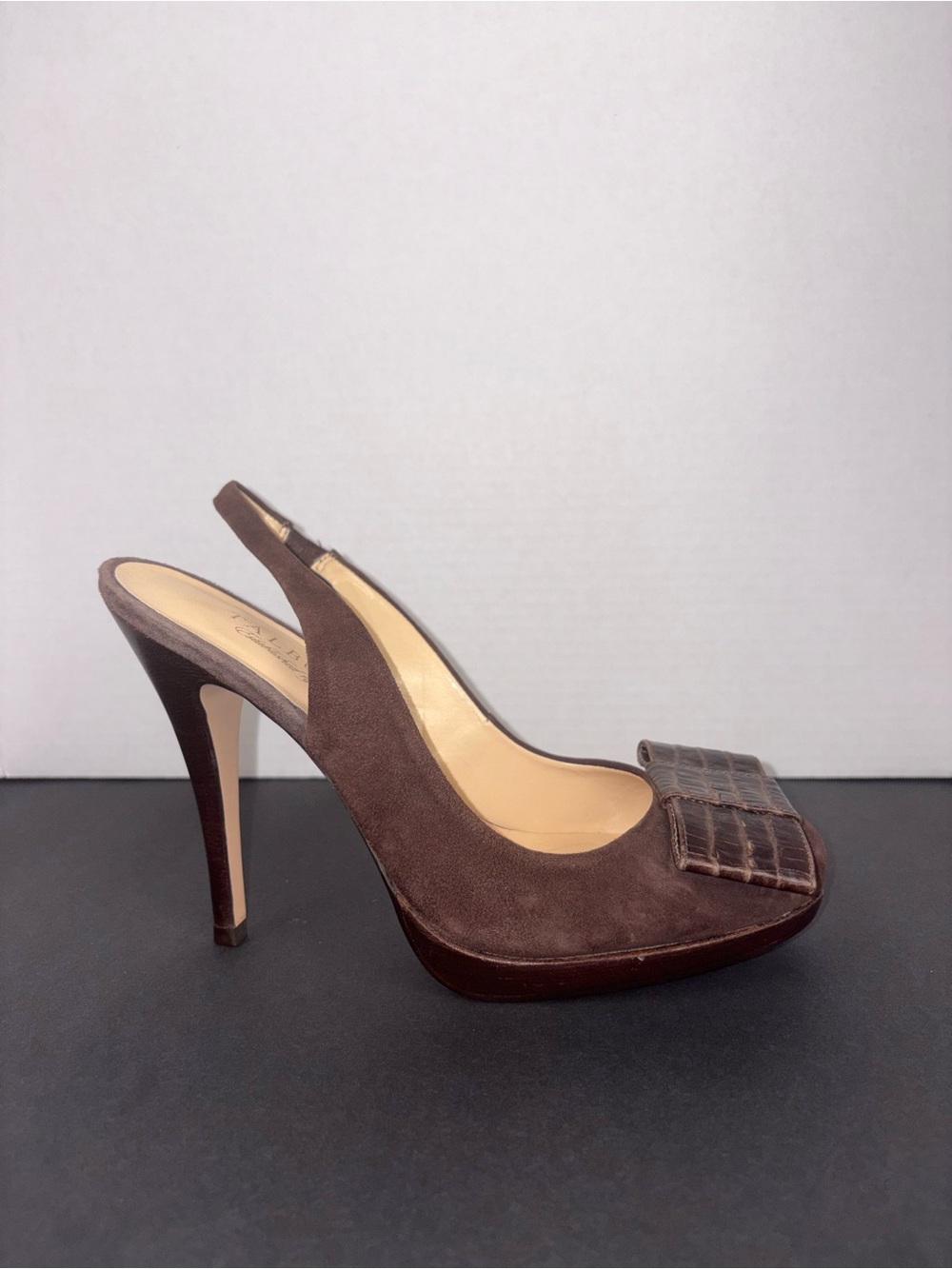 Brown Heels Bow Slingbacks
